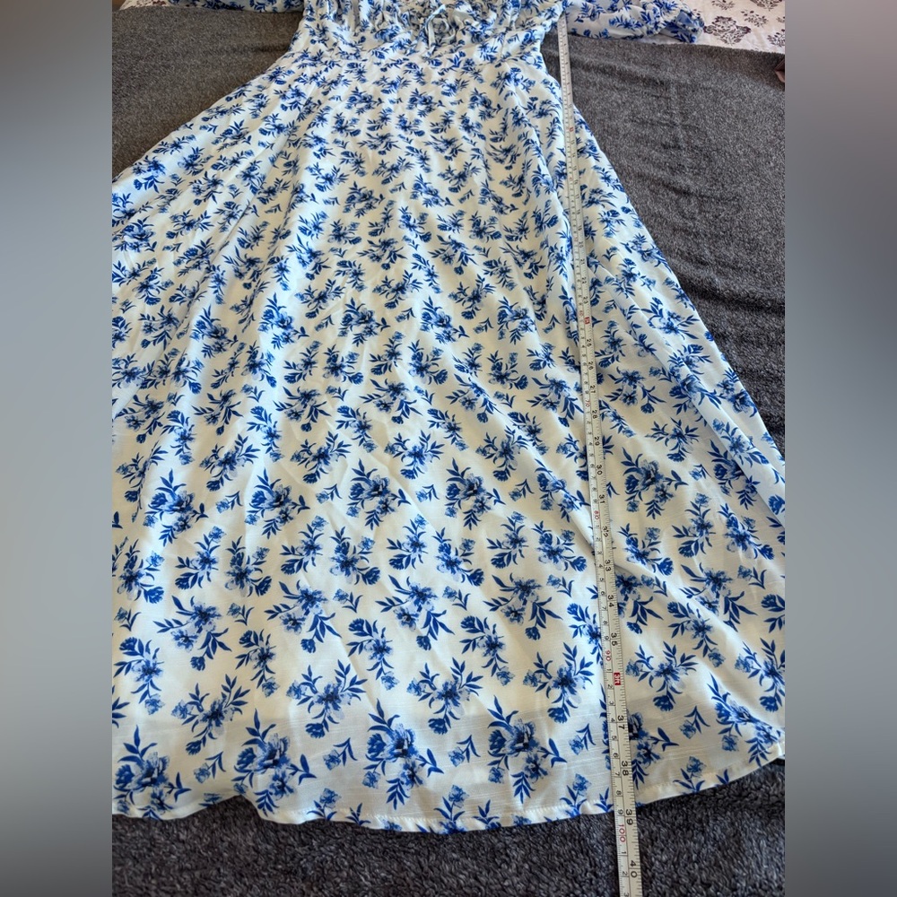 Baltic Born Gwen Smocked Midi Dress Blue/White floral - Picture 7 of 8